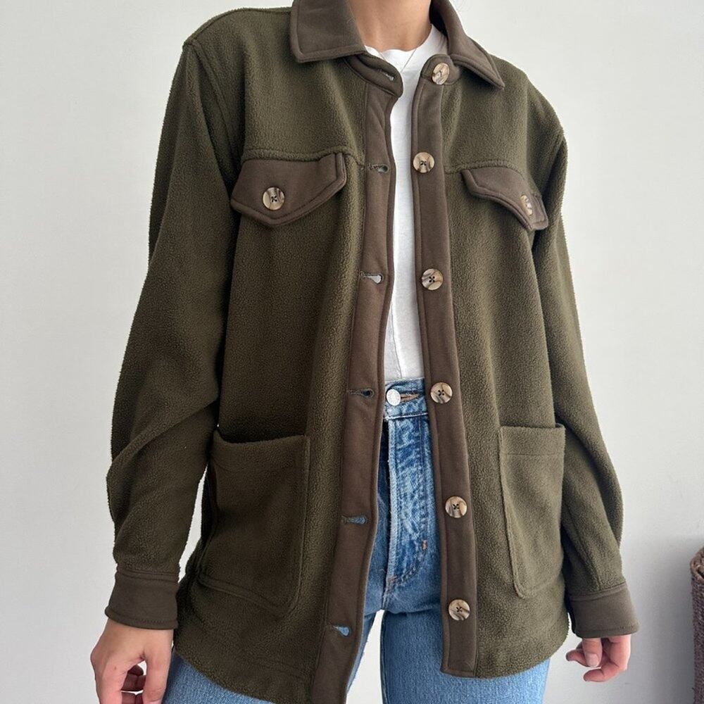 NWT‎ Blank NYC olive green fleece shirt shacket